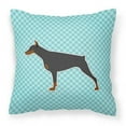 thumbnail image 1 of Carolines Treasures BB3760PW1818 Doberman Pinscher Checkerboard Blue Fabric Decorative Pillow, 1 of 1