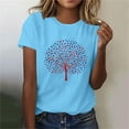 thumbnail image 4 of Sexlip Womens Swimsuit Set Dotted Tree Print Cover Up Design Crew Neck Short Sleeve Slim Silhouette Breathable Fabric for Casual Beach Days Blue L, 4 of 6