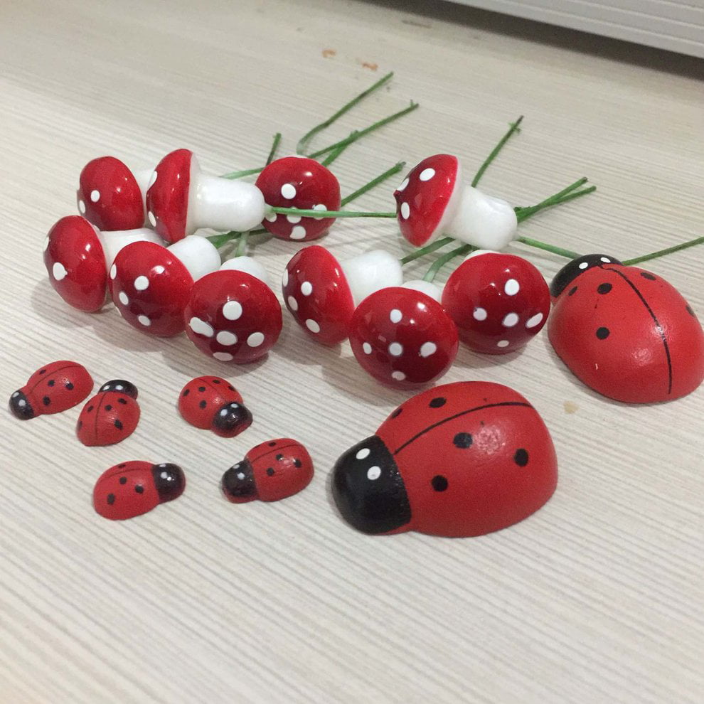 rojo BIYI 25 Mini Foam Red Mushroom Garden Miniatura Maceta Suculenta Bonsai Craft