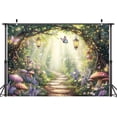 thumbnail image 4 of Spring Enchanted Forest Backdrop for Photograph, Green Girl Birthday Fairy Tale Wonderland Background Flower Butterfly Mushroom Baby Shower Tea Party Decorations Photo Booth Studio Props 7X5ft, 4 of 6