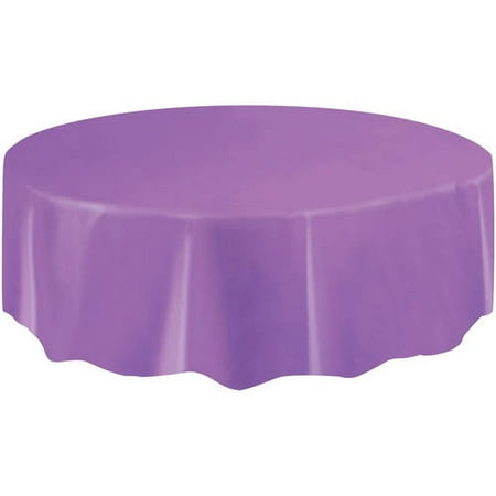 Plastic Round Tablecloth, 84 in, Purple, 1ct