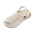 thumbnail image 4 of Rokment Womens Mens Clogs Garden Shoes with Back Strap Unisex Adult Quick Drying Comfortable Chunky Platform Arch Support Nursing Walking Closed Toe Sandals White Size 6, 4 of 5