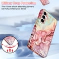 thumbnail image 3 of CASEFIV Compatible with Samsung Galaxy S25 FE Case,Marble Pattern 3 in 1 Heavy Duty Shockproof Hard PC+Soft Silicone Drop Protective Women Girls Case for Galaxy S25 FE (2025),Rose Gold, 3 of 7