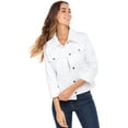 thumbnail image 2 of Women's Classic Denim Jacket– Button-Up, Long Sleeve, Casual Jean Coat with Chest Pockets White L, 2 of 6