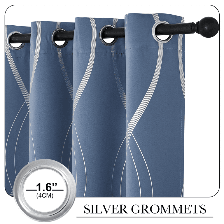 NICETOWN Room Darkening Curtains, 52"W x 63"L, Blue, Set of 2 photo 7