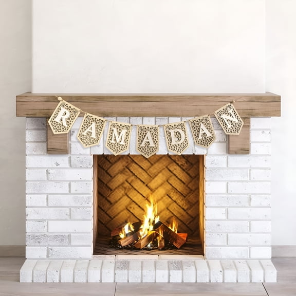 XIBUFE Wooden Acrylic Ramadan Banner Decorations for Home 2026,White Wood Eid Mubarak Kareem Hanging Garland,Ramadan Sign Indoor Fireplace Mosque Wall Window Decor,Islamic Muslim Gifts