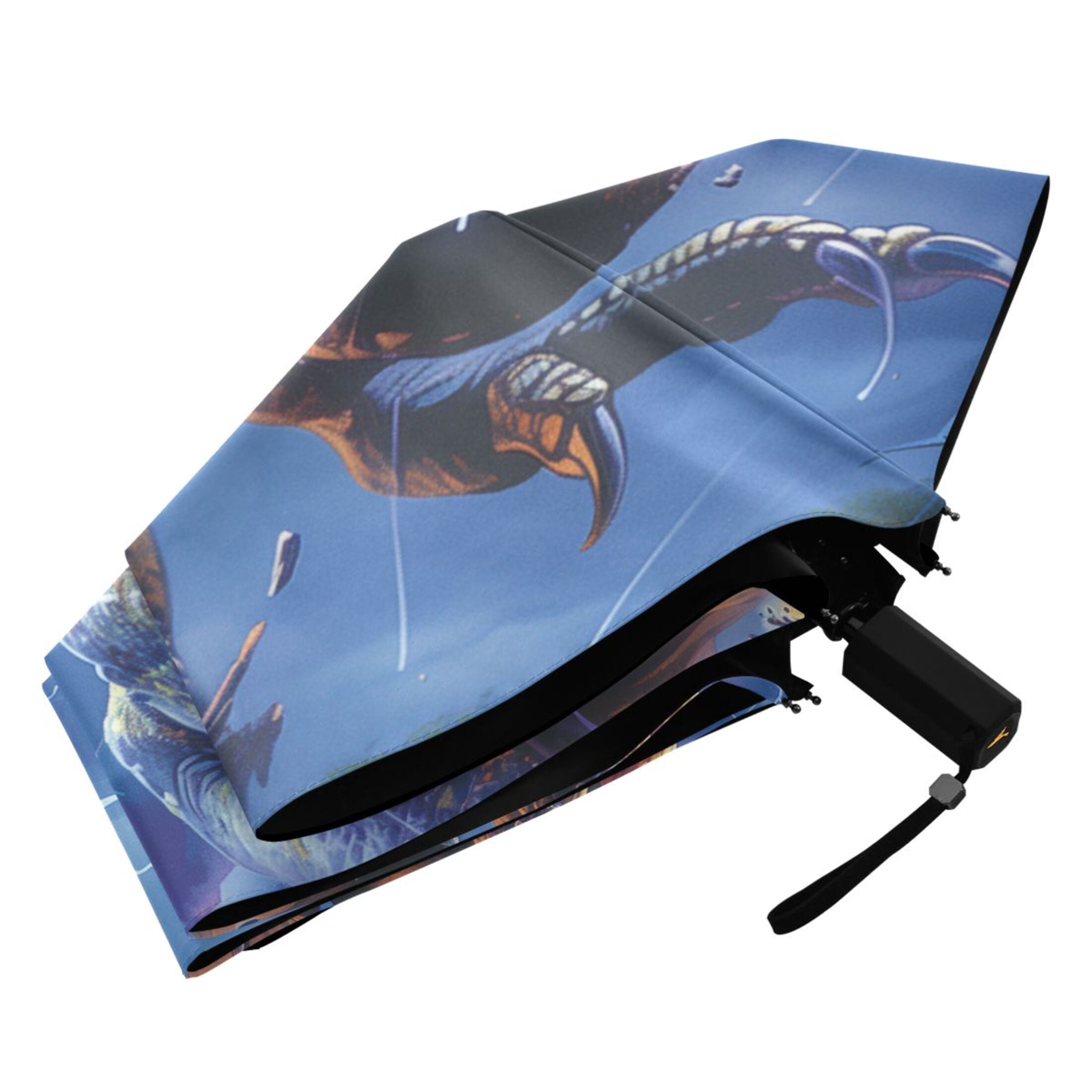 Compact Sun Umbrella Windproof Travel Umbrellas for Rain Strong Portable UV Protection Fierce Dinosaurs in Thunderstorm