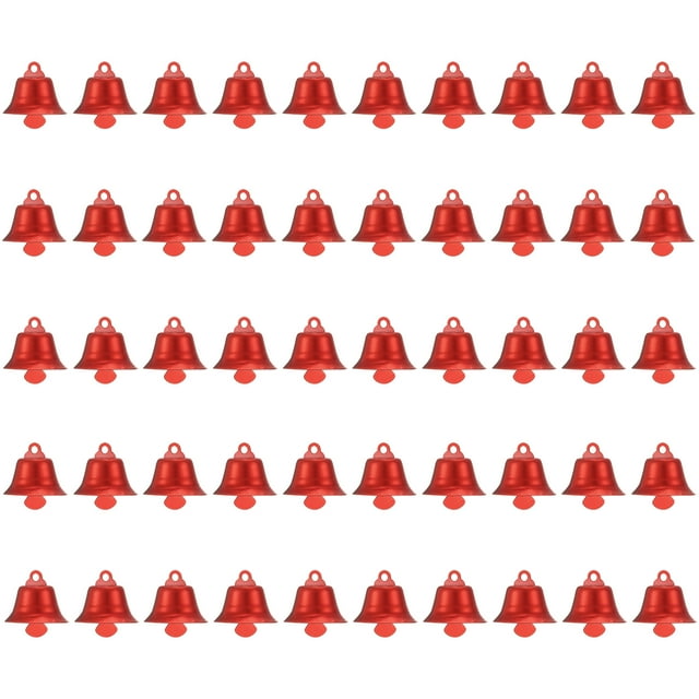 Unique Bargains Mini Jingle Bells 0.9' Metal Hanging Bells Red 50Pack