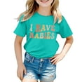thumbnail image 1 of T-shirts pour Filles Tout-Petits Mode Décontractée Imprimé Col Rond Manches Courtes Amples pour Enfants Taille 3-4T, 1 of 4