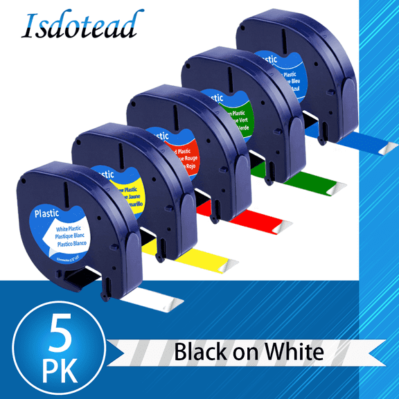 5 Pack Mixed color Label Tape Replacement Compatible for Dymo LetraTag Refills 91331 91332 91333 91334 91335
