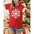 thumbnail image 2 of Christmas Shirts for Women Cute Snowflake Graphic Shirts Short Sleeve Funny Print Tee, 2 of 7