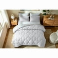 thumbnail image 3 of Bedtreat Queen Comforter Sets，7-Pieces Reversible Bedding Sets，Bed in a Bag with Comforter, Flat Sheet and Fitted Sheet without Pocket, Pillowcases & Shams，White/Light Gray, 3 of 8