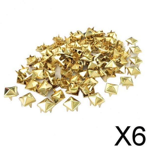 6x 100 Piezas de Remaches de Cuadrados Al Por Mayor, Metálicas, Puntos, Artesanía de Material Cuero 6 piezas