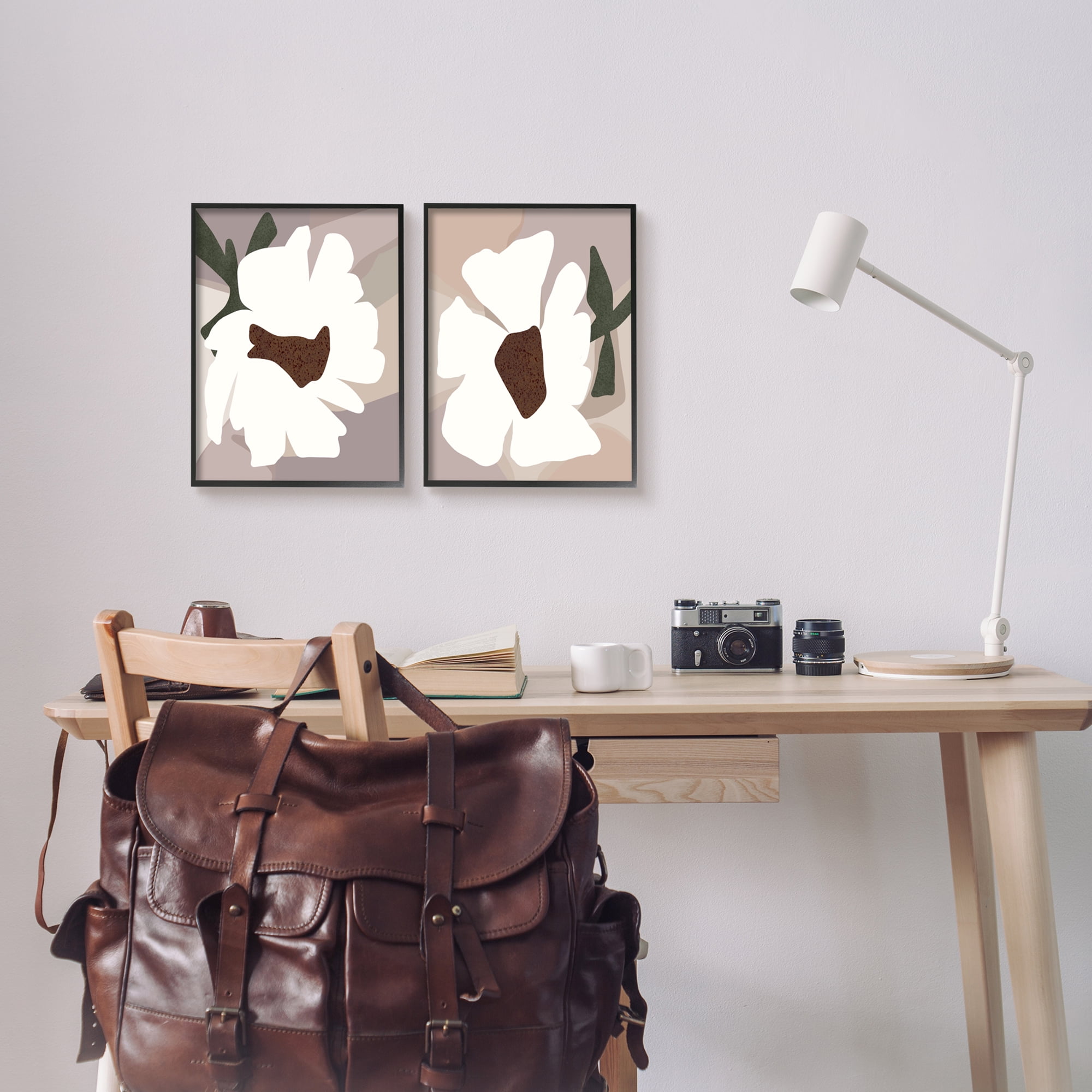 Stupell Industries Abstract White Daisies Botanical & Floral Painting Black Framed Art Print Wall Art, 11 x 14
