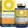 Norwegian Gold - Super Critical Omega - Omega 3 fish oil supplement - burpless - brain, heart, and joint health -60 softgel capsules - a Renew Life brand