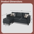 thumbnail image 6 of Walsunny 73.6" Convertible Sectional Sofa Couch L Shaped Couch Reversible Chaise for Small Living Room Apartment,Dark Gray, 6 of 10