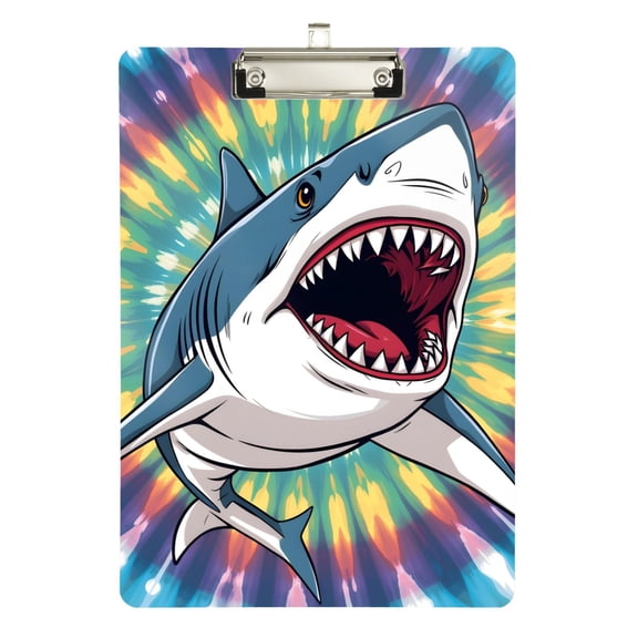ALAZA Plastic Clipboard A4 Letter Size Decorative Clipboards for Students Women Men 9" x 12.5" Shark Tie-dye