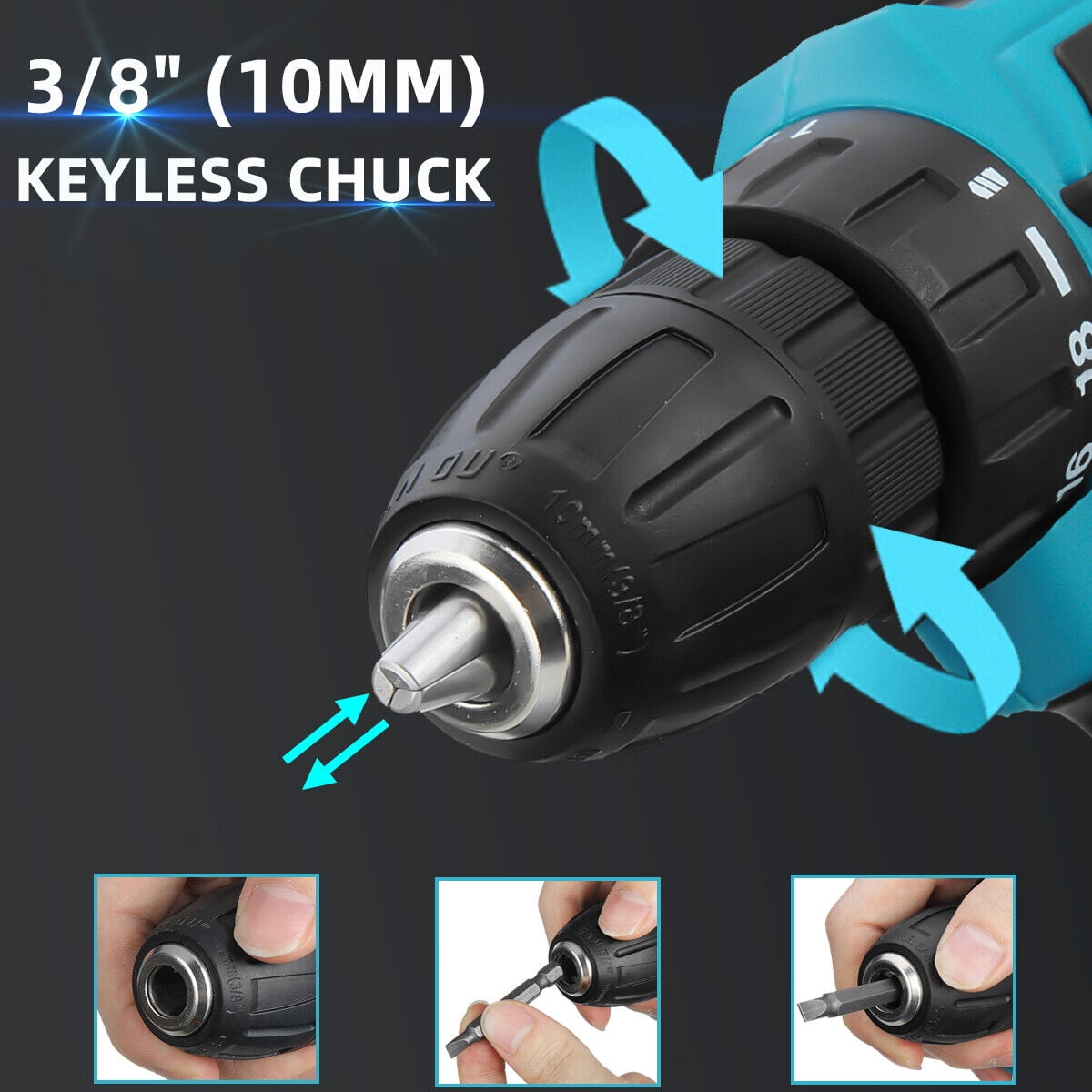 DEISNGB Cordless Drill Set, 12V Electric Drill Driver with 42 Acessories, Home Power Drill Cordless with 3/8" Keyless Chuck, 2 Speed, 18+1 Position, Built-in LED, Clutch Drill for Home DIY Projects
