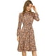 thumbnail image 1 of Vestido con cinturón y estampado floral vintage de manga larga y gasa con cuello anudado para mujer Amarillo XL, 1 of 7