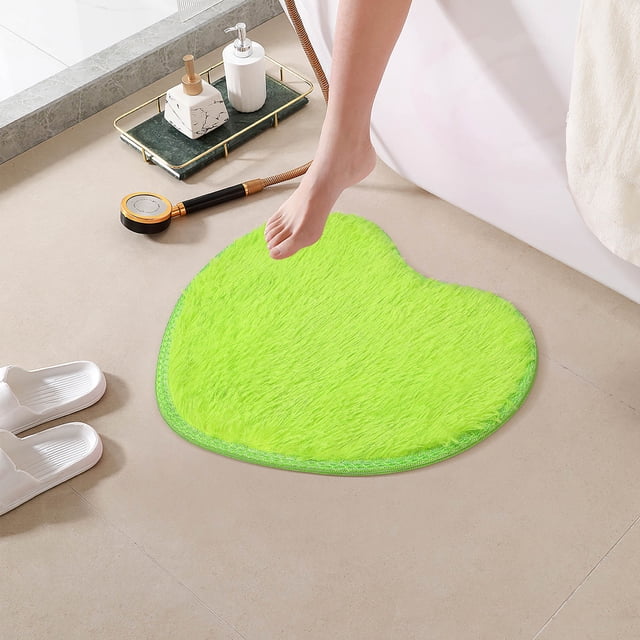 BRIGHTFUFU Alfombra Corazón Verde De Material Poliéster Para Con Atractivo