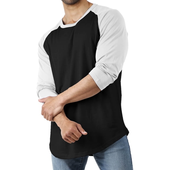 Hat and Beyond Men's Basic Baseball Raglan 3/4 Sleeve Athletic Crew Neck T-Shirts