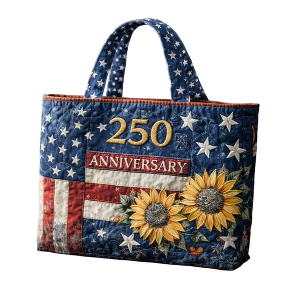 FASHOFT American Flag Print Quilted Tote Patchwork 250 Anniversary USA 4Th Of July Patriotic Shoulder Bag Daily Handbag Multicolour