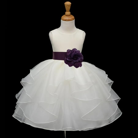 

Ekidsbridal Shimmering Organza Ivory Flower Girl Dress Weddings Layers Handmade Summer Easter Dress Special Occasions Pageant Toddler Girl s Clothing Holiday Bridal Baptism 4613S plum 8