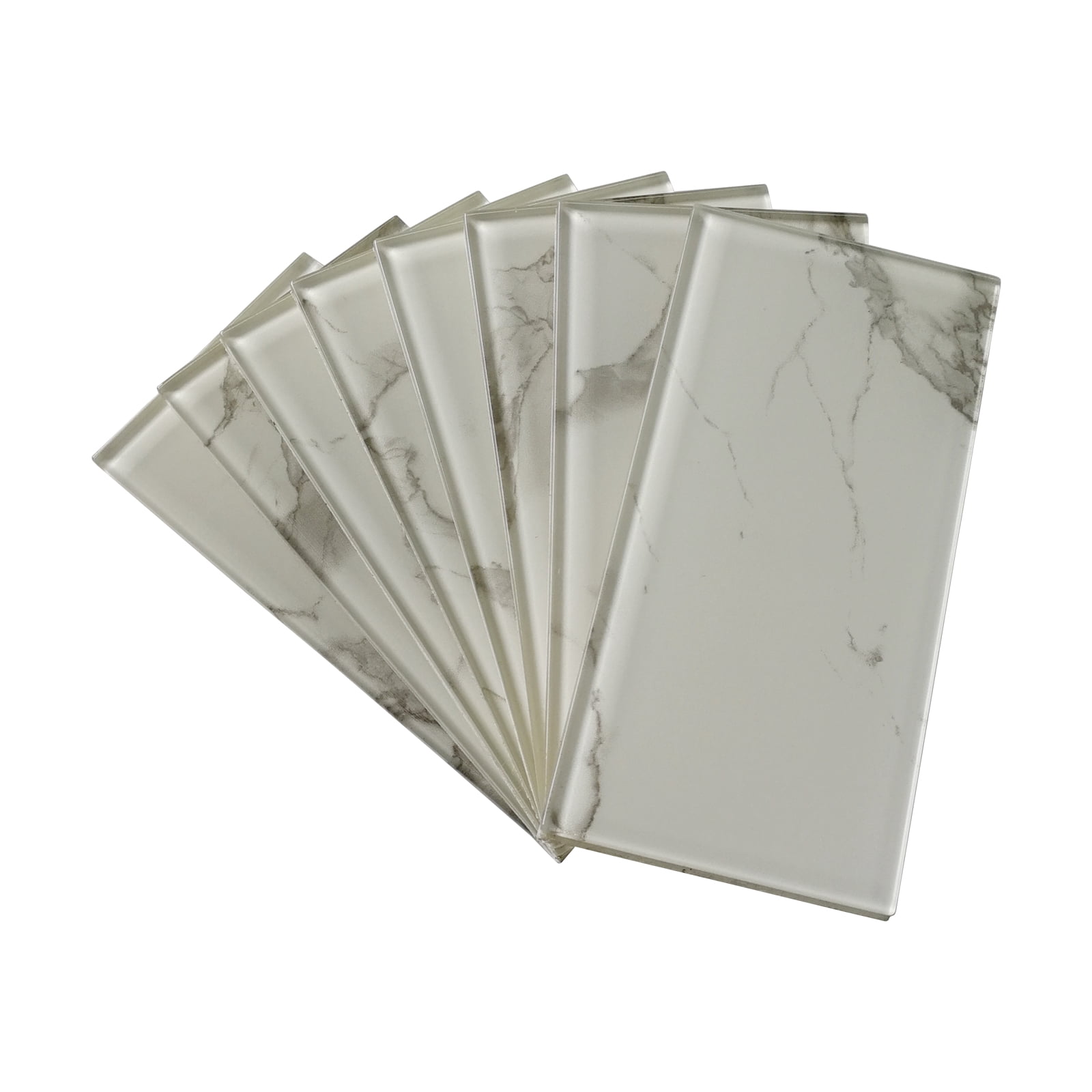 Art3d White Marble 3"x 6" Peel and Stick Glass Tiles for Kitchen Backsplash (32-Pack)