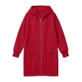 thumbnail image 6 of Ghalytn Women's Long Hooded Zip Up Jacket Fleece Lined Full Zip Long Sleeve Casual Coat with Pockets, 6 of 7