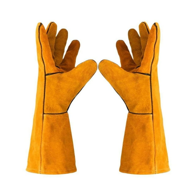 Gloves - Protective Thickened Double Layer Cowhide Welding Gloves for Heat and Cut Durable and Comfortable Work Wear