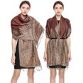 thumbnail image 6 of Pashmina Scarf Women Luxury Reversible Shawl Paisley Wrap Blanket Rave Scarves with Fringes 78.5'' X 27.5''(Red Brown), 6 of 7