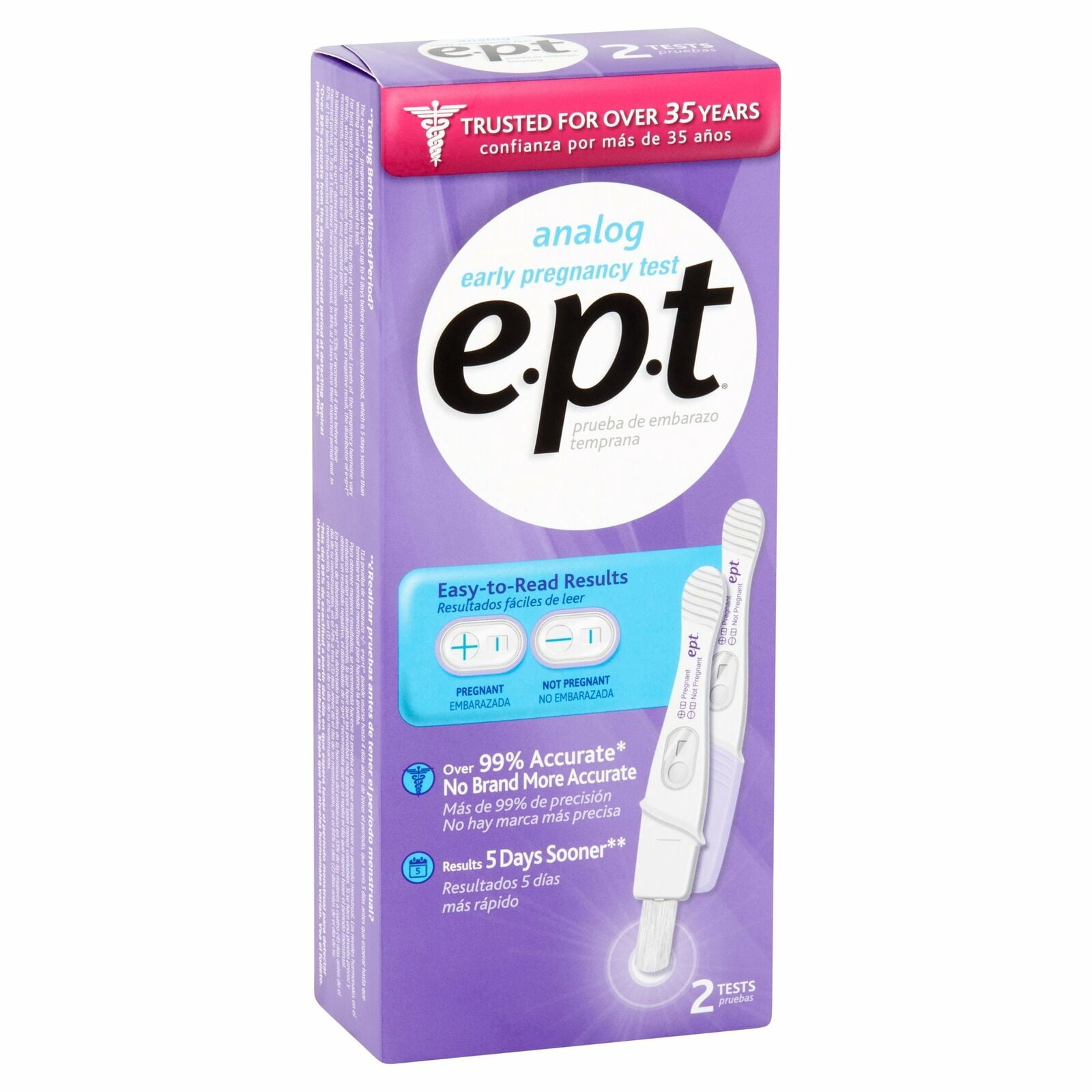 Ept Early Pregnancy Test Analog, Detect Easy & Accurate Result, 2Ct, 6-Pack