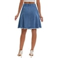 thumbnail image 3 of INSPIRE CHIC Women's Denim Skirt A Line High Waist Flared Raw Hem with Pockets Casual Jean Skirts 2XL Blue, 3 of 6