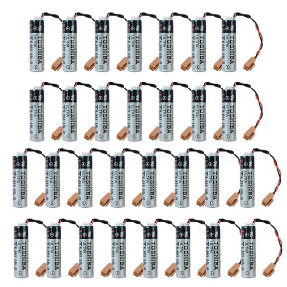(Pack of 30) 2400mAh ER6V/3.6V ER6V C119B ER6VC119A PLC Battery for M64 System and CNC Machine with Brown Plug Lithium Battery