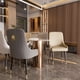 thumbnail image 1 of Set Of 2 Dining Chairs: Luxurious Upholstered Dining Room Chairs High Tufted Back Lion Head Pull Ring Kitchen Microfiber Silicone Leather Dining Chairs, 1 of 7