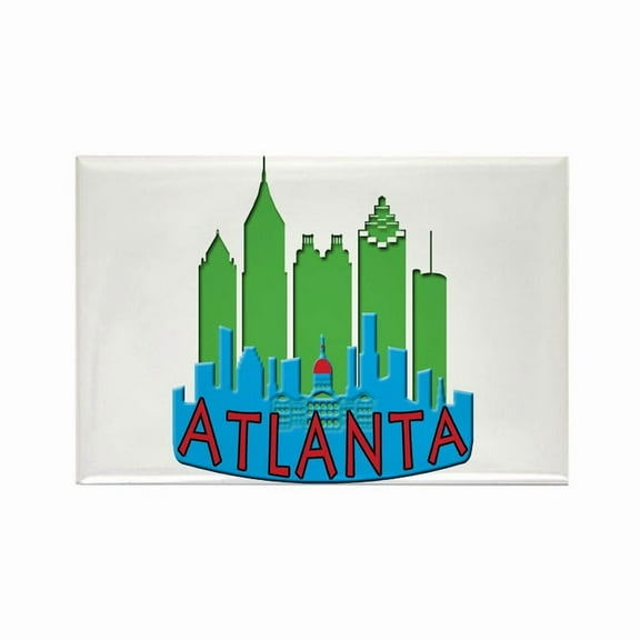 CafePress - Atlanta Skyline Newwave Primary - Rectangle Magnet, 2"x3" Refrigerator Magnet