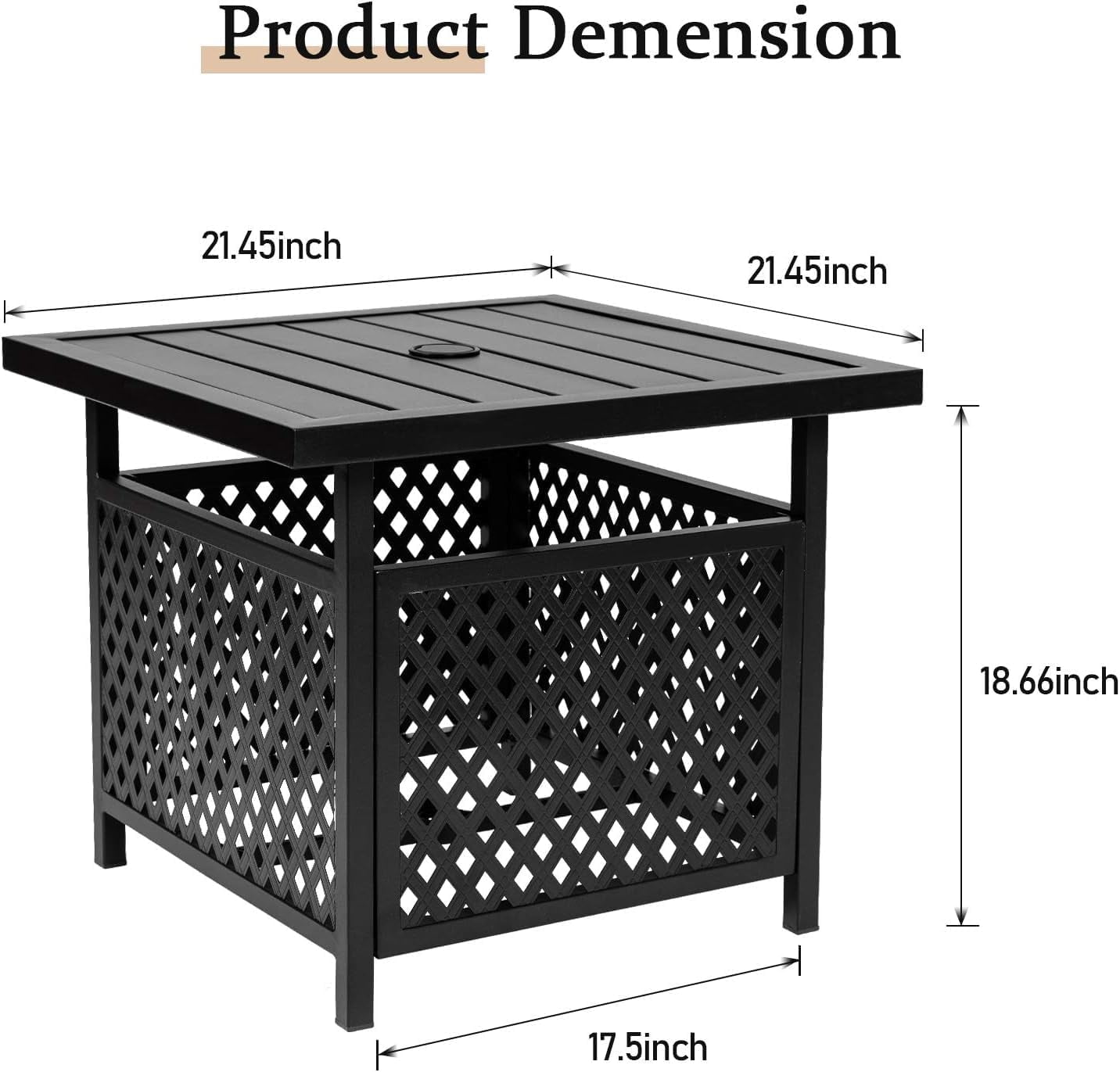 SUNCROWN Outdoor Patio Side Table, Patio Bistro Square Table with 9Ft Umbrella,for Backyard, Porch, Garden, Poolside(Sky Blue)