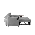thumbnail image 6 of Velvet Sleeper Sofa Bed with Side Table, 3-in-1 Pull Out Loveseat with Adjustable Backrest, Modern Futon Couch with 2 Pockets and Pillows, Convertible Small Love Seat for Living Room, Bedroom, Grey, 6 of 7