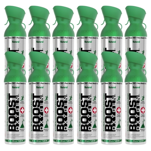 (12 pack) Boost Oxygen Portable Canned Oxygen, Natural, 10L