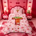 thumbnail image 2 of meiyoeat Cute Flowers Daisy Twin Duvet Cover,Strawberry Floral Theme Initial T Twin Bedding For Girl,Pink Reversible,2pcs,1 Duvet Cover and 1 Pillowcase, 2 of 6