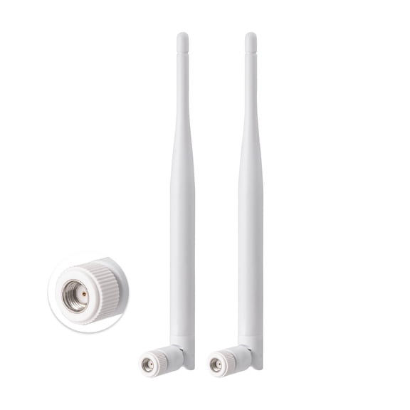 Eightwood 2.4GHz 5GHz 6dBi WiFi Antenna RP-SMA Connector for Security Camera Surveillance DVR Recorder WiFi Router,White, 2-Pack