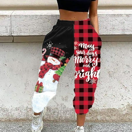 

KEJIG Jogger Scrub Pants For WomenFashion Women Christmas Printing Sweatpants Casual Trousers Yoga Long Pants