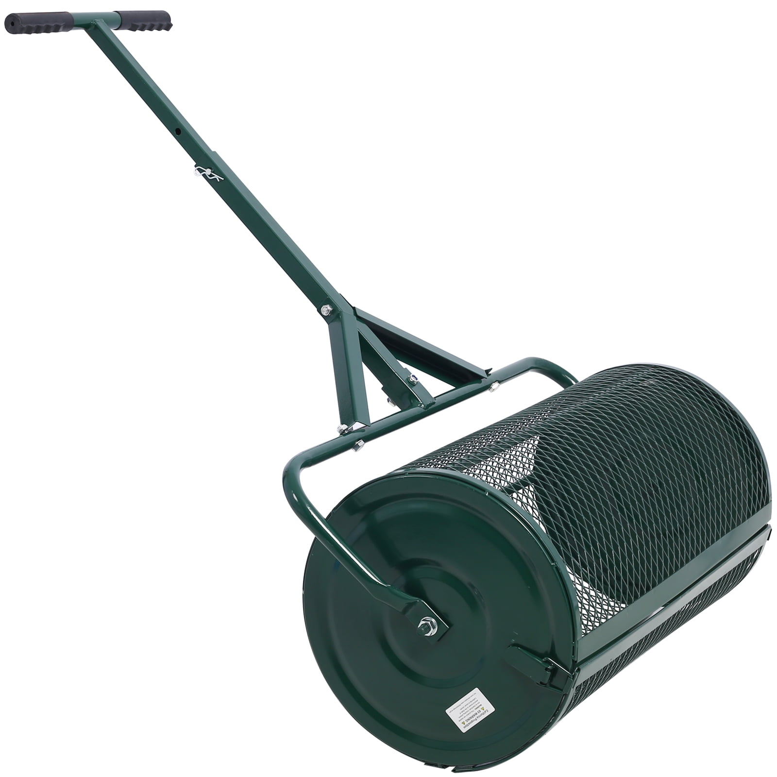 Peat Moss Spreader 24inch, Compost Spreader Metal Mesh, T shaped Handle for planting seeding,Lawn and Garden Care Manure Spreaders Roller