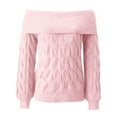 thumbnail image 4 of Wdgfv V-Neck Women's Pullover Sweater Elegant Off Shoulder Long Sleeve Knit Pullover Sweater For Women Fashion Forward Styles And, 4 of 5