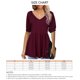 thumbnail image 5 of Blusa de manga corta con cuello en V para mujer, blusa de manga corta con volantes de Color puro a la moda para verano, color rojo vino L, 5 of 5