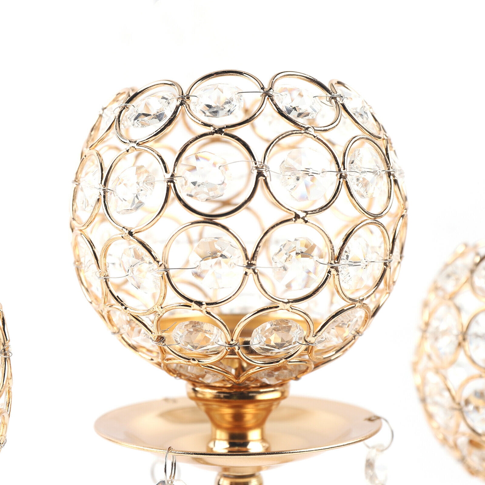 3 Arms Crystal Candle Holder Gold Table Centerpieces for Dining Room Table
