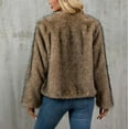 thumbnail image 4 of qucoqpe Womens Cropped Faux Furry Jackets Fashion Elegant Long Sleeve Open Front Plushy Coat Lightweight Comfy Winter Clothing for Women, 4 of 5