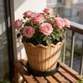 thumbnail image 6 of 8.6x7.8" Woven Resin Urn Planter, Decorative Rattan-Style Wicker Flower Pot for Indoor Outdoor Home Decor, 6 of 6
