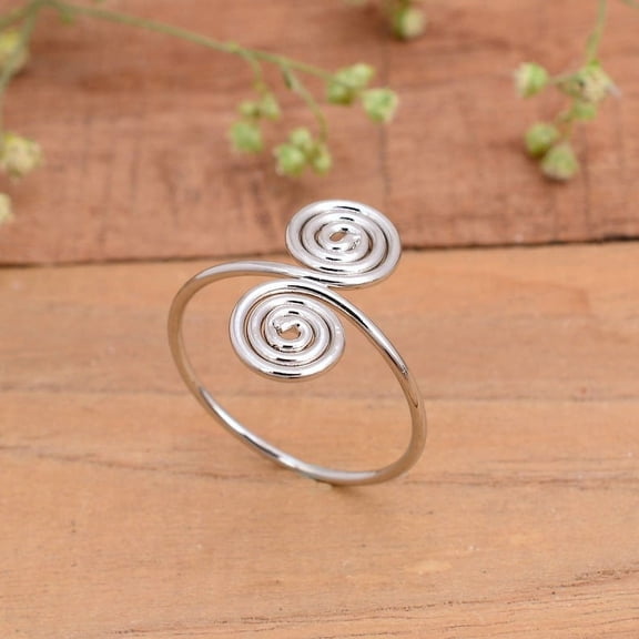 SS DESIGNS 925 Silver Spiral Ring, Dainty Ring, Circle Ring, Swirl Ring, Minimalist Ring, Chunky Silver Ring, Boho Silver Ring For valentines Gift