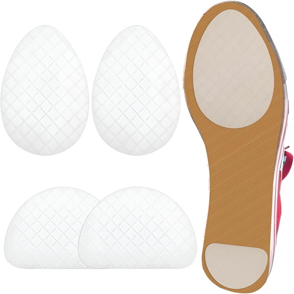 TELOLY Non-Slip Shoes Pads Adhesive Shoe Sole Protectors, High Heel Pads for Shoes Anti-Slip Shoe Grips for Women, Men (Black, 2 Pairs)(Clear)